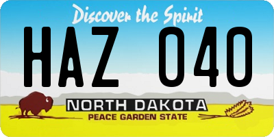 ND license plate HAZ040