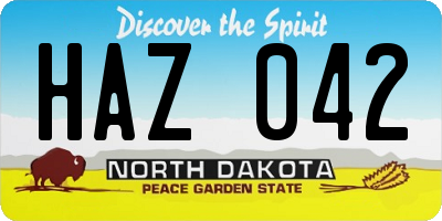 ND license plate HAZ042