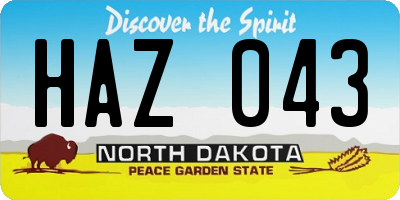 ND license plate HAZ043