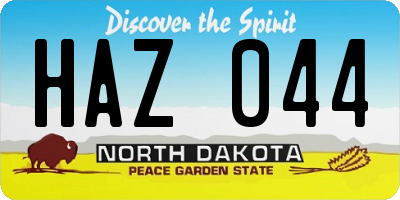 ND license plate HAZ044