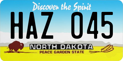 ND license plate HAZ045