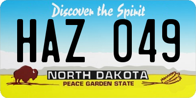 ND license plate HAZ049