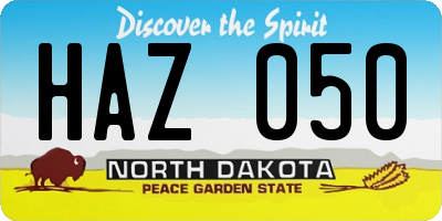 ND license plate HAZ050