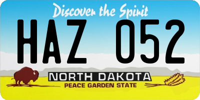 ND license plate HAZ052