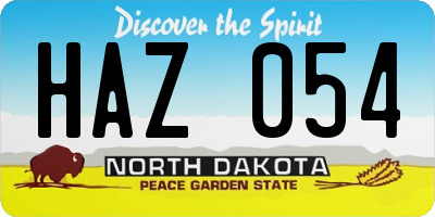 ND license plate HAZ054