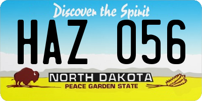 ND license plate HAZ056