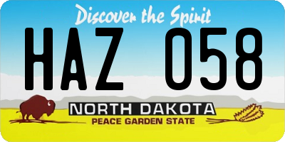 ND license plate HAZ058