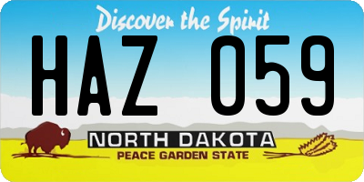 ND license plate HAZ059