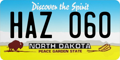 ND license plate HAZ060