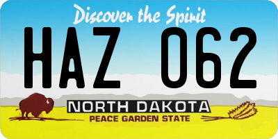 ND license plate HAZ062