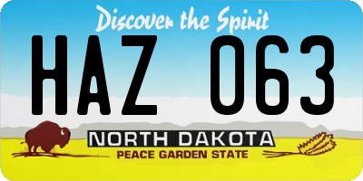 ND license plate HAZ063