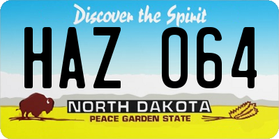 ND license plate HAZ064