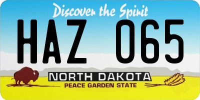 ND license plate HAZ065