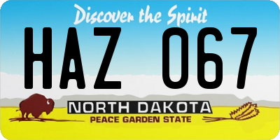 ND license plate HAZ067