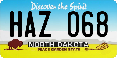 ND license plate HAZ068