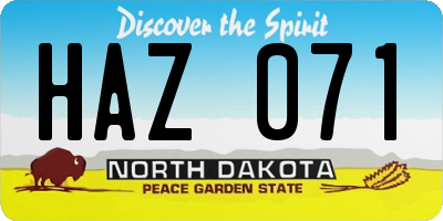 ND license plate HAZ071