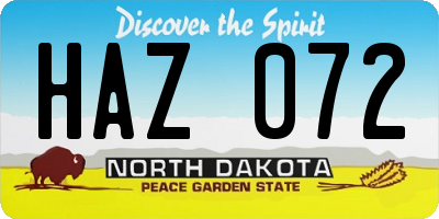 ND license plate HAZ072