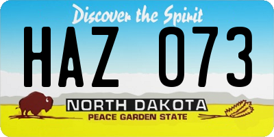 ND license plate HAZ073