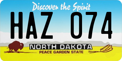 ND license plate HAZ074