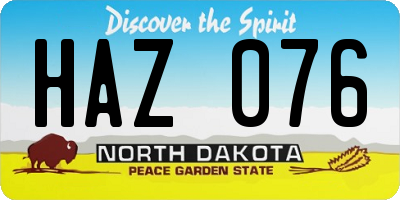 ND license plate HAZ076