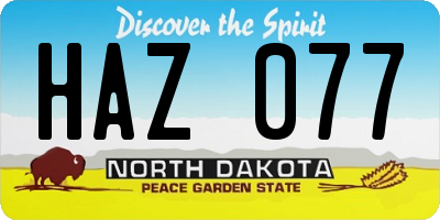 ND license plate HAZ077