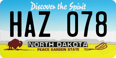 ND license plate HAZ078