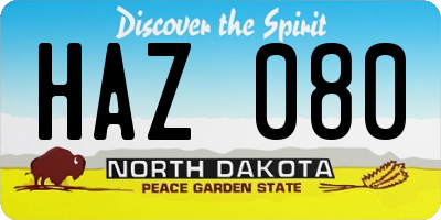 ND license plate HAZ080