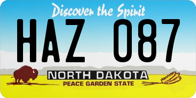 ND license plate HAZ087