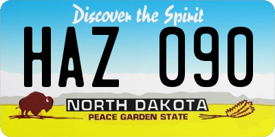 ND license plate HAZ090