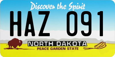 ND license plate HAZ091