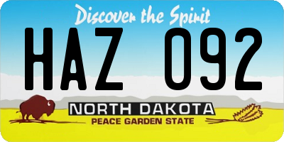 ND license plate HAZ092