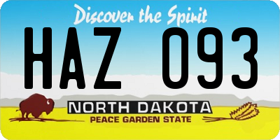 ND license plate HAZ093