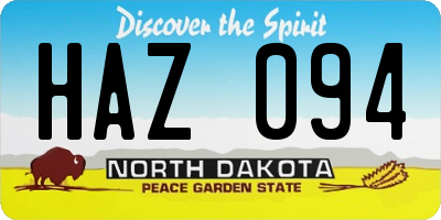 ND license plate HAZ094