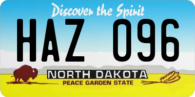 ND license plate HAZ096