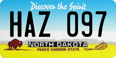 ND license plate HAZ097