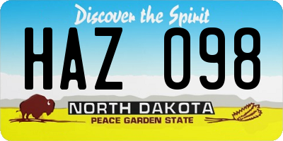 ND license plate HAZ098