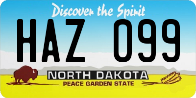 ND license plate HAZ099