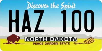 ND license plate HAZ100