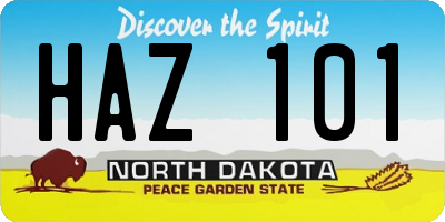 ND license plate HAZ101