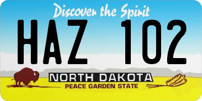 ND license plate HAZ102