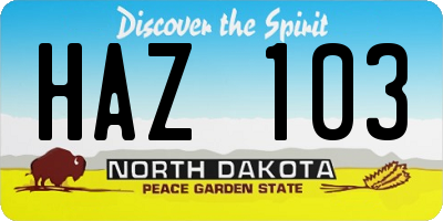 ND license plate HAZ103