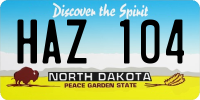 ND license plate HAZ104