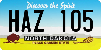 ND license plate HAZ105