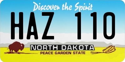 ND license plate HAZ110