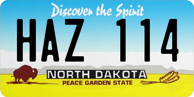 ND license plate HAZ114