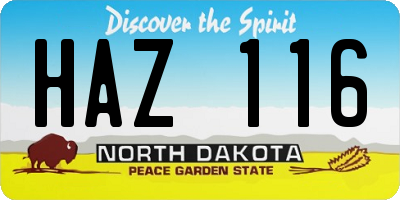 ND license plate HAZ116