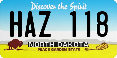 ND license plate HAZ118