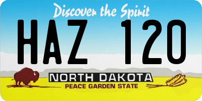 ND license plate HAZ120