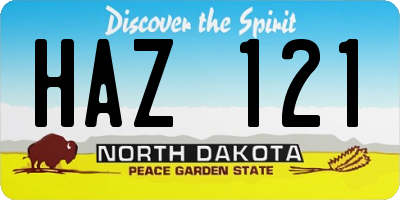 ND license plate HAZ121