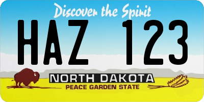 ND license plate HAZ123